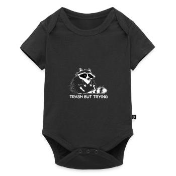 Waschbär Racoon Lustig Spruch Geschenk - Baby Premium Kurzarmbody - Schwarz - Vorne