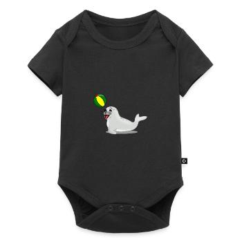 Phoque rieur avec boule - Body à manches courtes Premium Bébé - noir - Devant