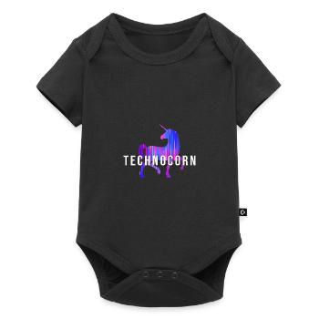 Technocorn Techno Festival Rave Raver Musik DJ EDM - Baby Premium Kurzarmbody - Schwarz - Vorne