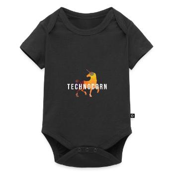Technocorn Techno Festival Rave Raver Musik DJ EDM - Baby Premium Kurzarmbody - Schwarz - Vorne