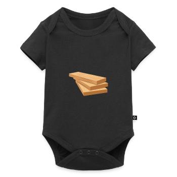 Pile de lattes de bois marron clair - Body à manches courtes Premium Bébé - noir - Devant