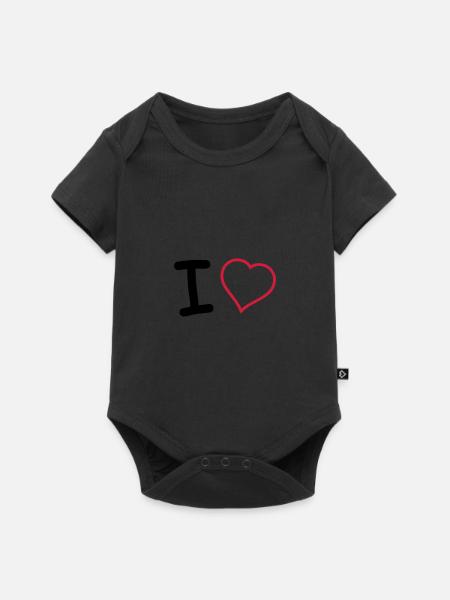 i heart - Baby Premium Kurzarmbody - Schwarz