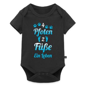 4 Pfoten 2 Füße Ein Leben Beste Freunde Hund - Baby Premium Kurzarmbody - Schwarz - Vorne