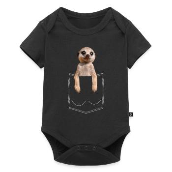 Erdmännchen Meerkat Brusttasche Pocket Bestseller - Baby Premium short-sleeve bodysuit - black - Front