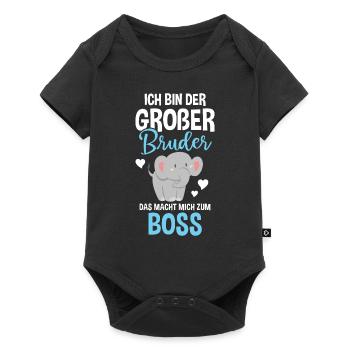 Großer Bruder Ich Bin Der Boss - Elefant - Baby Premium Kurzarmbody - Schwarz - Vorne