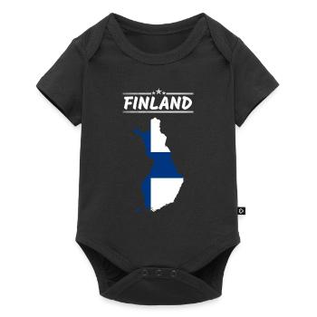 Finnland Flagge Länderumriss Banner Land Suomi - Baby Premium Kurzarmbody - Schwarz - Vorne