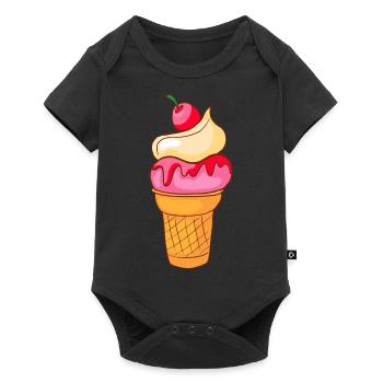 Crème glacée, crème glacée, crème glacée, crème glacée, boule, crème glacée, sundae - Body à manches courtes Premium Bébé - noir - Devant