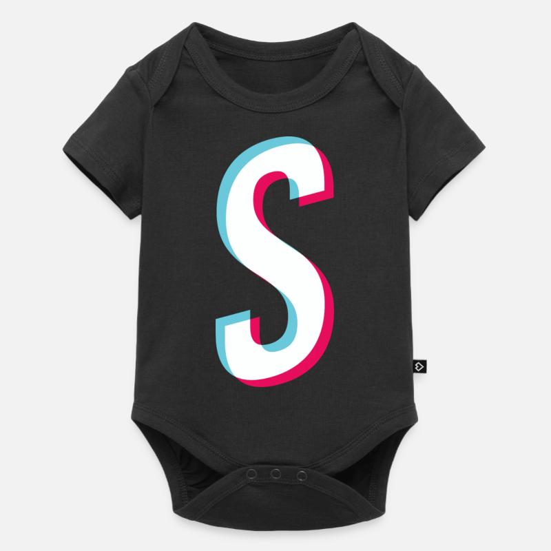 S - Buchstabe S - Baby Premium Kurzarmbody - Schwarz