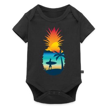 Pineapple Beach Surfer Summer Holiday Motif - Baby Premium short-sleeve bodysuit - black - Front