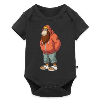 Streetart Orang-Utan Urban Rap Street Affe - Baby Premium Kurzarmbody - Schwarz - Vorne