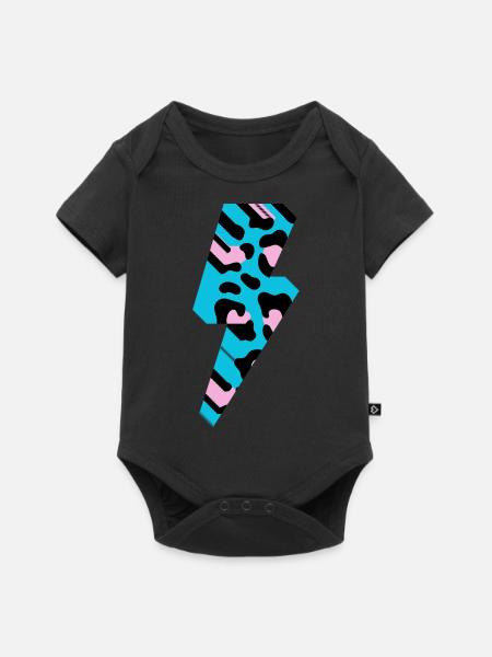 Leopard Blitz 3D - Baby Premium Kurzarmbody - Schwarz