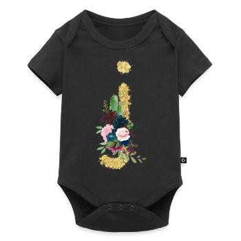 Letter j gold floral - Baby Premium short-sleeve bodysuit - black - Front