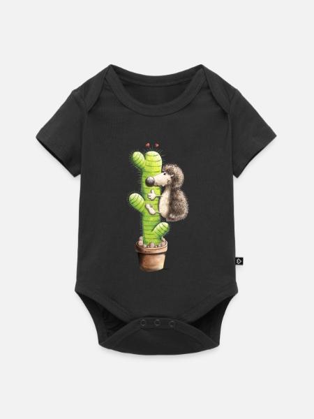 Hérisson et cactus - Body à manches courtes Premium Bébé - noir