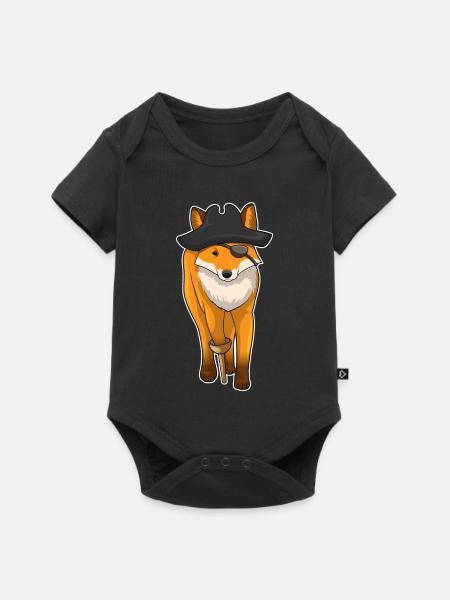 Fuchs Pirat Augenklappe - Baby Premium Kurzarmbody - Schwarz