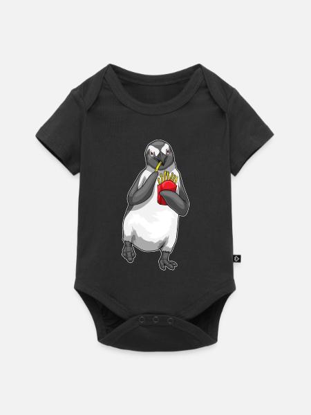 Pinguin Pommes frites - Baby Premium Kurzarmbody - Schwarz