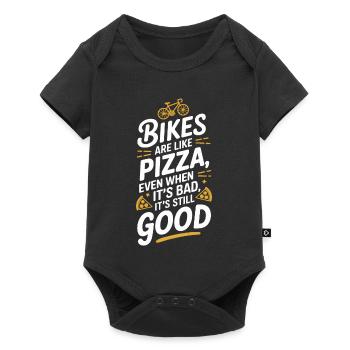 Bicycle Pizza Quote Typography Design - Baby Premium short-sleeve bodysuit - black - Front