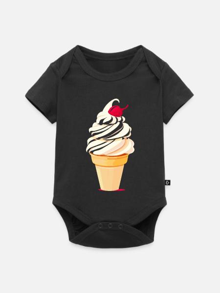 Eiscreme Tüte Grafik - Baby Premium Kurzarmbody - Schwarz