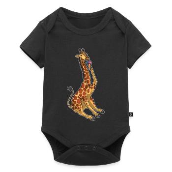Giraffe Waffeleis - Baby Premium Kurzarmbody - Schwarz - Vorne
