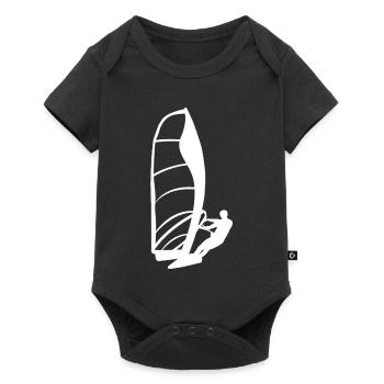 Silhouette minimaliste de véliplanchiste - Body à manches courtes Premium Bébé - noir - Devant