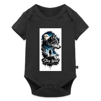 Moonlight wolf in the forest - Baby Premium short-sleeve bodysuit - black - Front