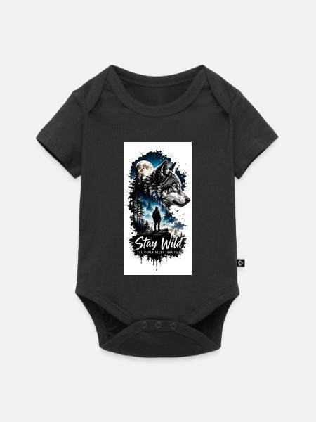 Mondlicht Wolf im Wald - Baby Premium Kurzarmbody - Schwarz