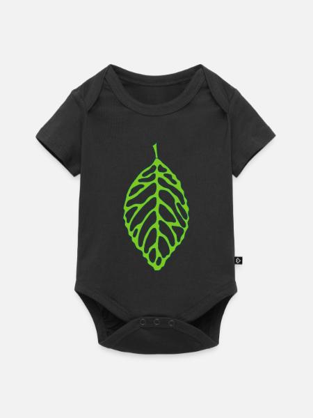 Waldgrünes Blatt - Baby Premium Kurzarmbody - Schwarz