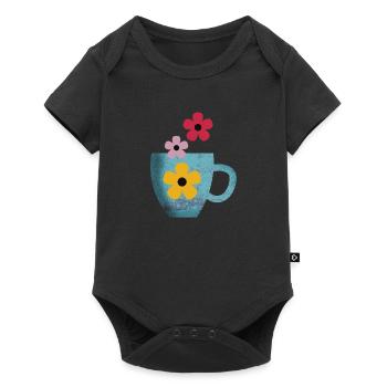 J’adore le café et les fleurs - Body à manches courtes Premium Bébé - noir - Devant