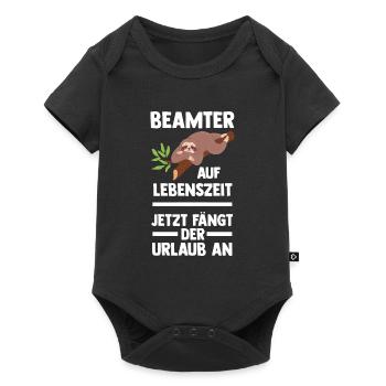 Beamter Faultier Staatsdiener Geschenk - Baby Premium Kurzarmbody - Schwarz - Vorne