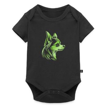 Chihuahua, longhair, dog head, drawing pink - Baby Premium short-sleeve bodysuit - black - Front