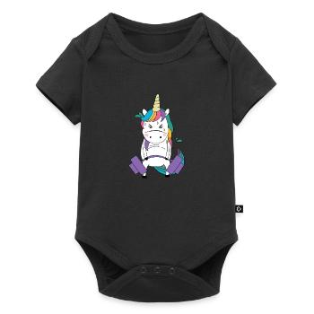 Deadlift Unicorn Fitness Einhorn Geschenk - Baby Premium Kurzarmbody - Schwarz - Vorne