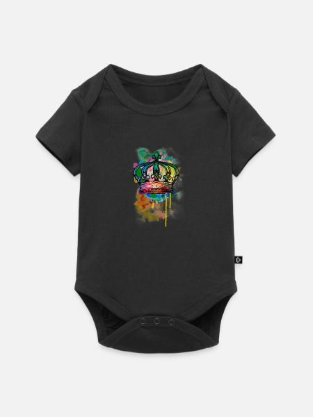Krone in bunt - Baby Premium Kurzarmbody - Schwarz