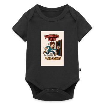 Running Late Is My Cardio Design - Baby Premium Kurzarmbody - Schwarz - Vorne