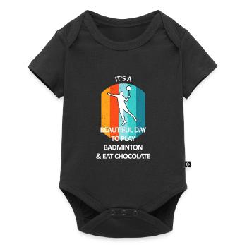 Badminton Federball Badmintonspieler Schokolade - Baby Premium Kurzarmbody - Schwarz - Vorne