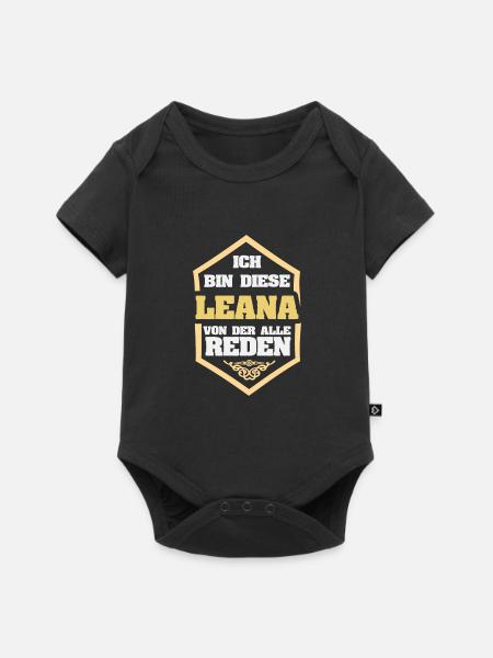 Rufname Leana - Baby Premium Kurzarmbody - Schwarz