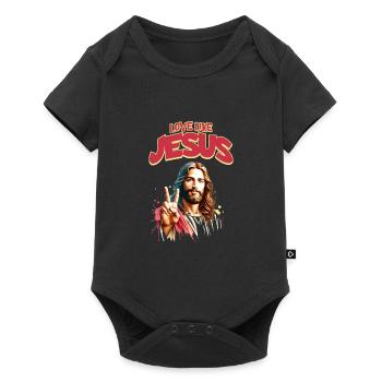 Aimer comme Jésus Visage classique de Jésus - Body à manches courtes Premium Bébé - noir - Devant