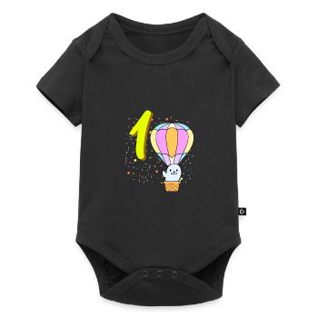 1 Year Old Balloon Seal Birthday - Baby Premium short-sleeve bodysuit - black - Front