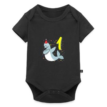 1 year old seal birthday - Baby Premium short-sleeve bodysuit - black - Front