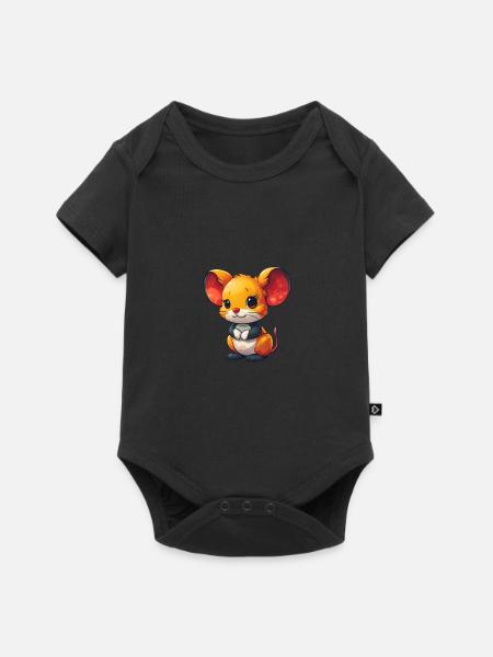 niedliche Maus - Baby Premium Kurzarmbody - Schwarz