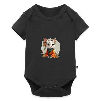 Chat mignon au look asiatique - Body à manches courtes Premium Bébé - noir - Devant