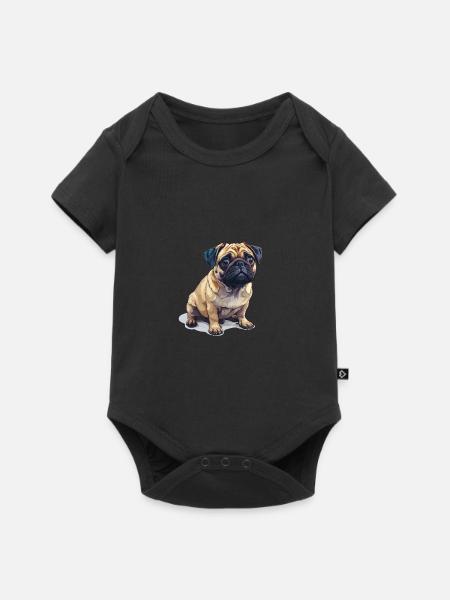 Niedlicher kleiner Mops - Baby Premium Kurzarmbody - Schwarz