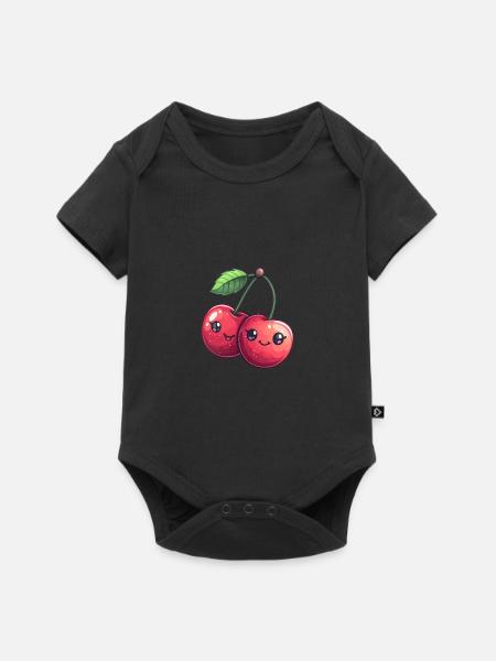 Verspielte Kirsche - Baby Premium Kurzarmbody - Schwarz