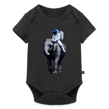 Un astronaute à l’aventure à dos d’éléphant - Body à manches courtes Premium Bébé - noir - Devant