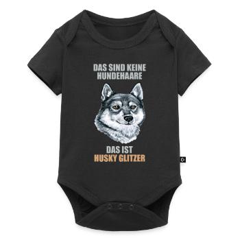 Husky Glitzer Hundehalter Hundehaare - Baby Premium Kurzarmbody - Schwarz - Vorne