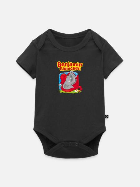 Benjamin Blümchen liegt auf der Wiese - Baby Premium Kurzarmbody - Schwarz