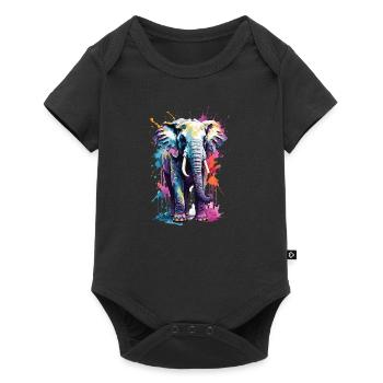 Elephant Cool Color Explosion on the Savannah - Baby Premium short-sleeve bodysuit - black - Front