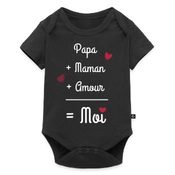 Papa + Maman + Amour - Body à manches courtes Premium Bébé - noir - Devant