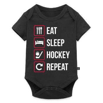 Mangez le sommeil de hockey Répéter - Body à manches courtes Premium Bébé - noir - Devant