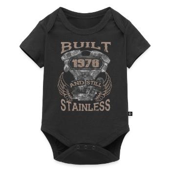 Built and even stainless biker born 1976 - Baby Premium Kurzarmbody - Schwarz - Vorne