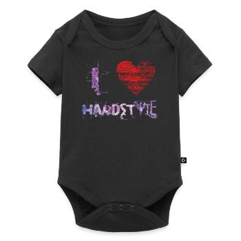j'aime Hardtech techno hardstyle festival raver - Body à manches courtes Premium Bébé - noir - Devant
