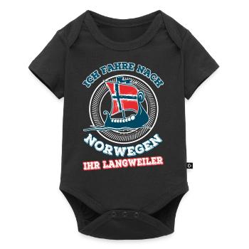 Design Langweiler Norwegen Schiff - Baby Premium Kurzarmbody - Schwarz - Vorne